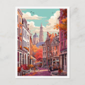 ブリュッセルベルギーアートヴィンテージトラベルイラストレーション ポストカード (正面)