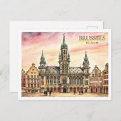 ブリュッセルベルギーウォーターカラーグランドパレス シーズンポストカード (正面/裏面)