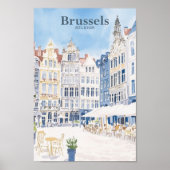ブリュッセルベルギーガッシュ絵を描イラストレーション旅行 ポスター (正面)
