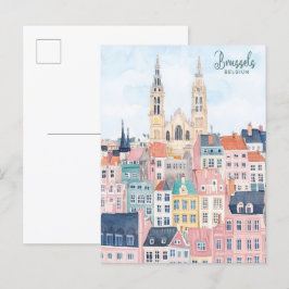 ブリュッセルベルギーガッシュ絵を描イラストレーション旅行 ポストカード