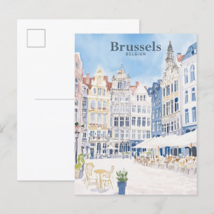 ブリュッセルベルギーガッシュ絵を描イラストレーション旅行 ポストカード