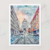 ブリュッセルベルギートラベルプレイスウォーターカラー ポストカード (正面)
