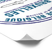 ブリュッセルベルギーパスポートスタンプバケーショントラベル ポスター (角)