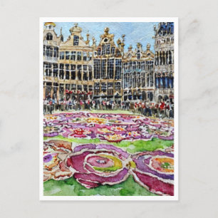 ブリュッセルベルギーフラワーカーペットウォーター絵画カラー ポストカード