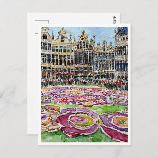 ブリュッセルベルギーフラワーカーペットウォーター絵画カラー ポストカード (正面/裏面)