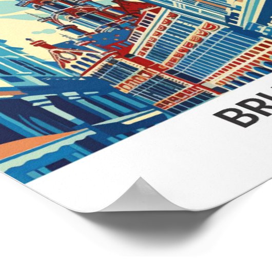 ブリュッセルベルギーレトロアートワーク旅行 ポスター (角)