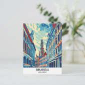 ブリュッセルベルギーレトロアートワーク旅行 ポストカード (スタンド正面)
