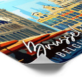 ブリュッセルベルギーヴィンテージ旅行イラストレーション ポスター (角)