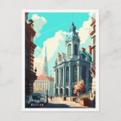 ブリュッセルベルギーヴィンテージ旅行イラストレーション ポストカード (正面)