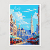 ブリュッセルベルギーヴィンテージ旅行イラストレーション ポストカード (正面)