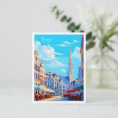 ブリュッセルベルギーヴィンテージ旅行イラストレーション ポストカード (スタンド正面)