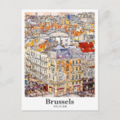 ブリュッセルベルギー旅行水の色の手描き ポストカード (正面)