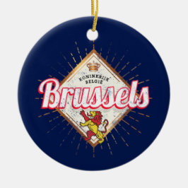 ブリュッセルヨーロッパキャピタルベルギーレトロライオンヴィンテージ セラミックオーナメント