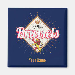 ブリュッセルヨーロッパキャピタルベルギーレトロライオンヴィンテージ マグネット