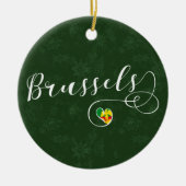 ブリュッセル市旗ハート セラミックオーナメント (正面)