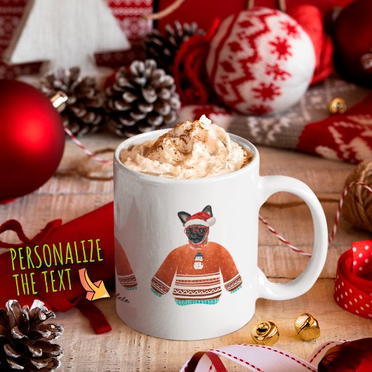 ブリュッセル犬の醜いセーターを着てクリスマス犬の恋人 コーヒーマグカップ