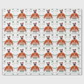 ブリュッセル犬クリスマスセーターを着たフェスティバル ラッピングペーパー (フラット)