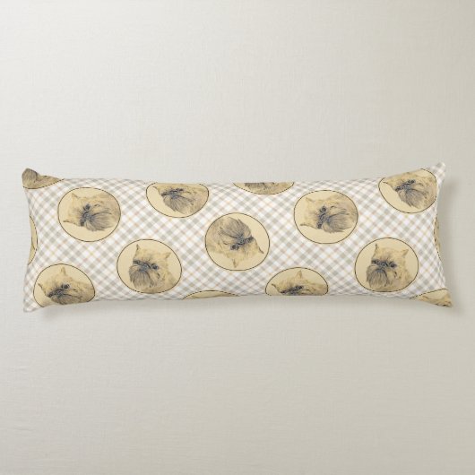 ブリュッセル絵を描グリフォン赤ざらめかわいいドッグアート ボディピロー (裏面)