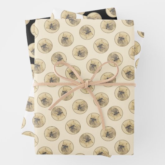 ブリュッセル絵を描グリフォン赤ざらめかわいいドッグアート ラッピングペーパーシート (インサイチュ)