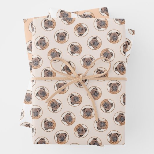 ブリュッセル絵を描グリフォン赤なめらかな可愛いドッグアート ラッピングペーパーシート (インサイチュ)