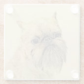 ブリュッセル絵画グリフォンの – かわいいオリジナルドッグアート ガラスコースター (裏面)