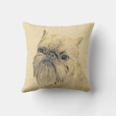 ブリュッセル絵画グリフォンの – かわいいオリジナルドッグアート クッション (裏面)
