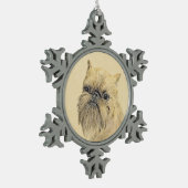 ブリュッセル絵画グリフォンの – かわいいオリジナルドッグアート スノーフレークピューターオーナメント (左)