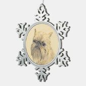 ブリュッセル絵画グリフォンの – かわいいオリジナルドッグアート スノーフレークピューターオーナメント (右)