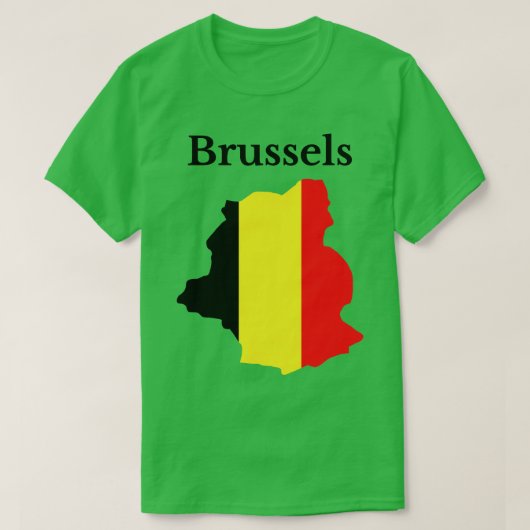 ブリュッセル首都地域地図ベルギー Tシャツ (デザイン正面)