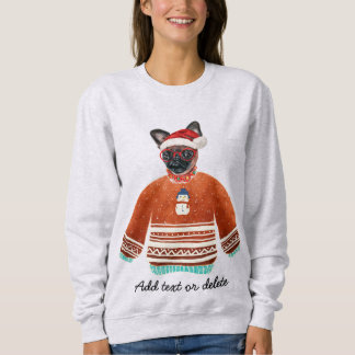 ブリュッセル・グリフォン犬のクリスマスTシャツ ぶさいく犬の母トレーナー スウェットシャツ