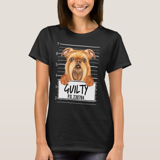 ブリュッセル・グリフォン 顔写真  有罪の犬 Tシャツ (正面)