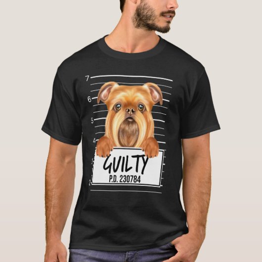 ブリュッセル・グリフォン 顔写真 有罪の犬 Tシャツ (正面)