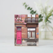 ブリュッセル・ベルギー・ピンク・ドア ポストカード (スタンド正面)