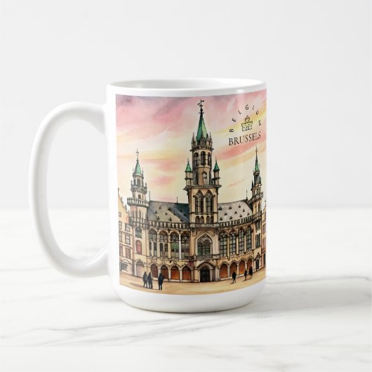 ブリュッセル ベルギー 水彩画 グランパレス コーヒーマグカップ (左)