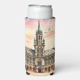 ブリュッセル ベルギー 水彩画 グランパレス スリム缶クーラー