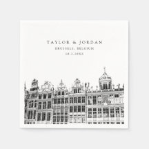 ブリュッセ結婚ス紙カクテルナプキン