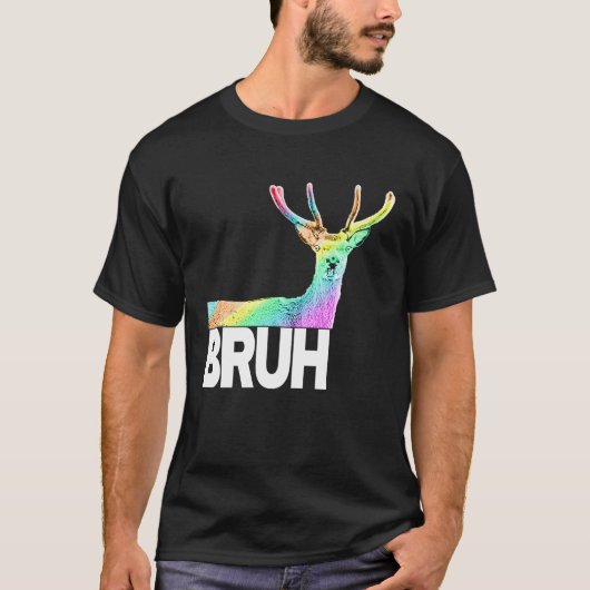 ブリュッ本気の虹おっちょこちょいの鹿が俺を襲った Tシャツ (正面)