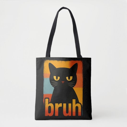 ブリュッ 黒猫 楽しい レトロ ヴィンテージ メメ トートバッグ (正面)