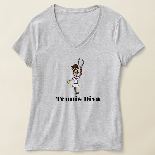 ブリュネット女子テニスディーバTシャツ Tシャツ (レイダウン)