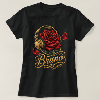 ブリュノ ビンテージ ヘッドホン ローズ Tシャツ オーダーメイド 名前