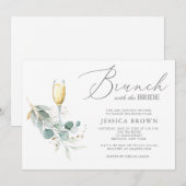 ブリュンチザブライド金ゴールドグリーンブライダルシャワー 招待状 (正面/裏面)