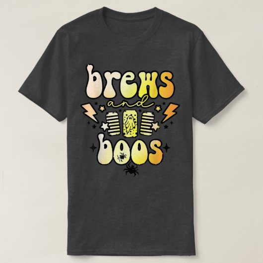 ブリュースとブース、おもしろい幽霊、不気味ハロウィンゲーツ Tシャツ (デザイン正面)