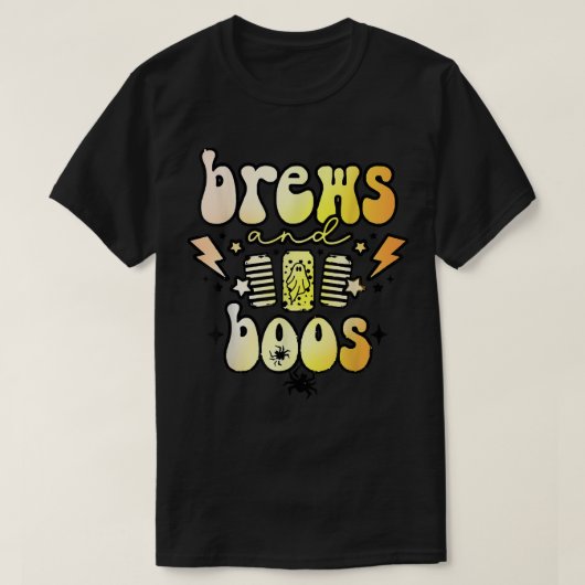 ブリュースとブース、おもしろい幽霊、不気味ハロウィンゲーツ Tシャツ (デザイン正面)