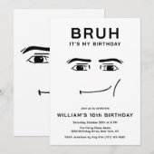 ブリューハハハゲーマーおもしろいイラスト 10歳の男の子の誕生日お祝い 招待状 (正面/裏面)