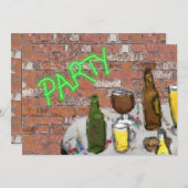 ブリューパブ水色ビールテイストパーティの招待状 招待状 (正面/裏面)