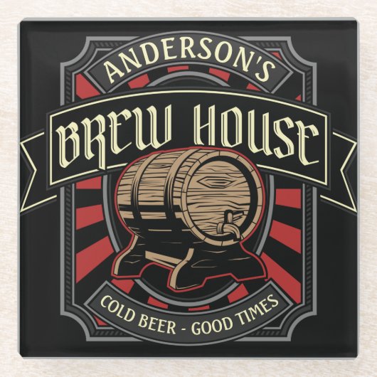 ブリューパーソナライズされたハウスラベルビール醸造バーパブ ガラスコースター (正面)