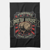ブリューパーソナライズされたハウスラベルビール醸造バーパブ キッチンタオル (縦)