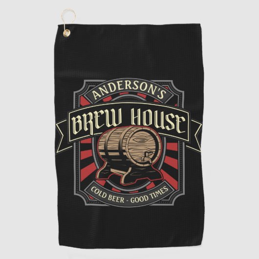ブリューパーソナライズされたハウスラベルビール醸造バーパブ ゴルフタオル (正面)