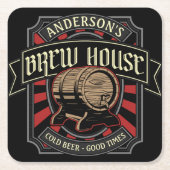 ブリューパーソナライズされたハウスラベルビール醸造バーパブ スクエアペーパーコースター (正面)