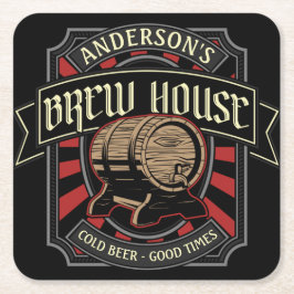 ブリューパーソナライズされたハウスラベルビール醸造バーパブ スクエアペーパーコースター